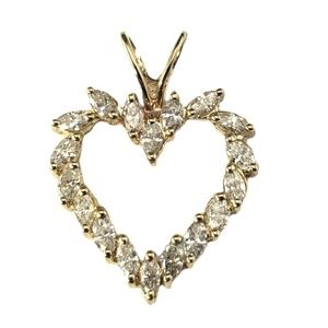 14 Karat Yellow Gold Diamond Heart Pendant #16839